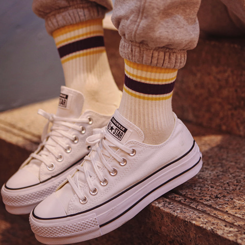 YELLOW STRIPE 3 PAIR PACK SOCKS