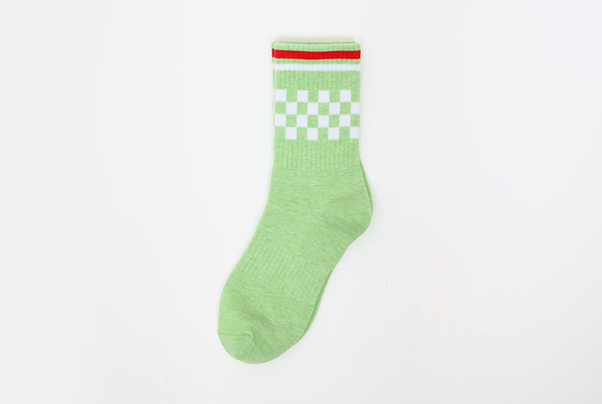 GREEN CHECKER SOCKS