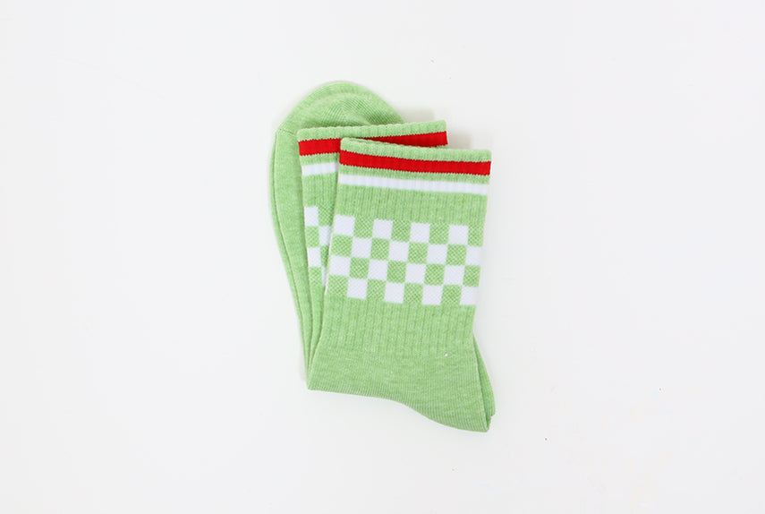 GREEN CHECKER SOCKS